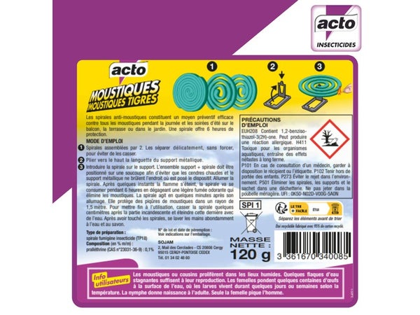 Diffuseur antimoustiques, ACTO, 110 g