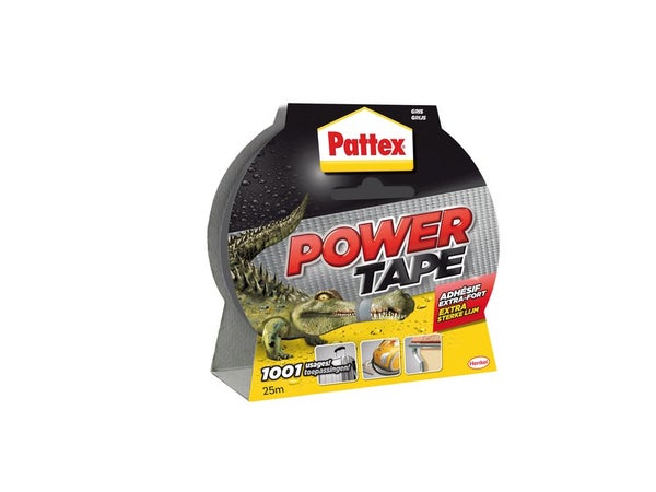 Ruban adhésif de PATTEX Power tape, face unique L.25 m x l.51 mm gris