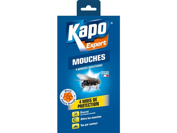Lot de 4 adhésifs insecticide pour mouches, KAPO EXPERT