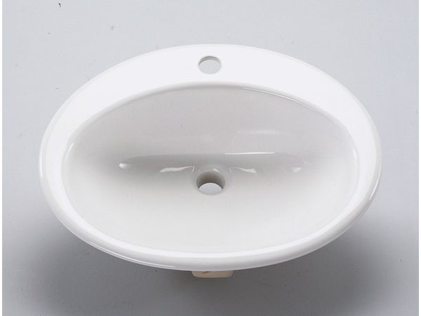 Vasque à encastrer céramique ovale l. 54 x P. 44 cm diam. 54 cm, blanc brillant
