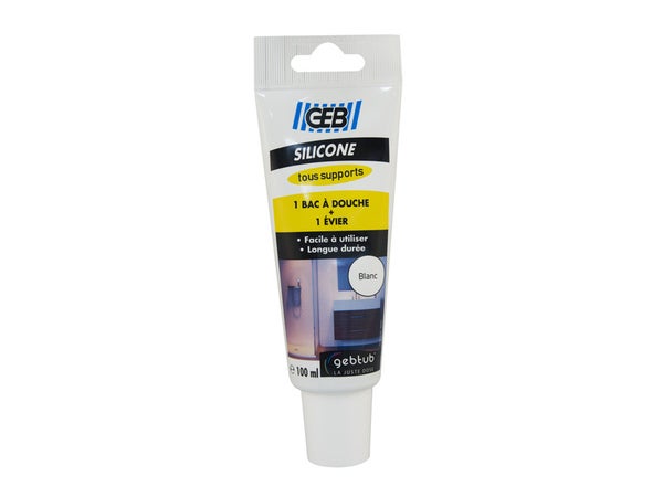 Mastic silicone joint tous supports 100 ml GEB, blanc