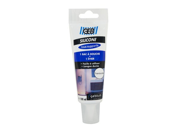 Mastic silicone joint tous supports 100 ml GEB, transparent