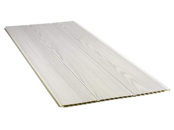 Lambris en pvc bois fin blanc, GROSFILLEX, L.260 x l.37.5 cm x Ep.8 mm