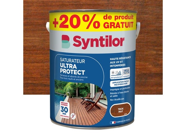 Saturateur Ultra protect SYNTILOR, teck, mat 5L+20% gratuit