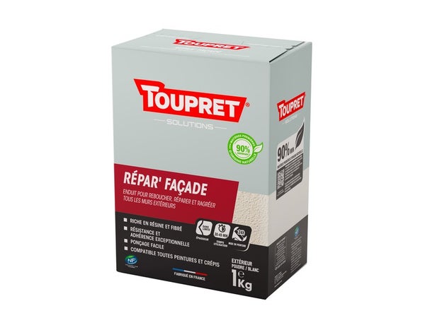 Enduit De Rebouchage Toupret Repar Façade 1 Kg En Poudre, Pour Façade Extérieur