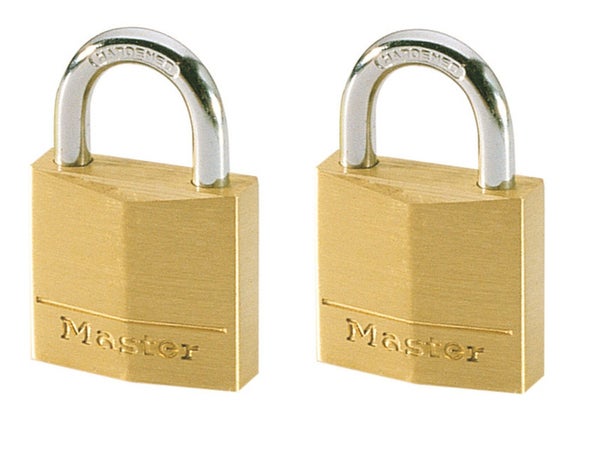 Master Lock 130Eurt Lot De 2 Cadenas À Clé En Laiton, Doré, 4,9 X 3 X 1,2 Cm