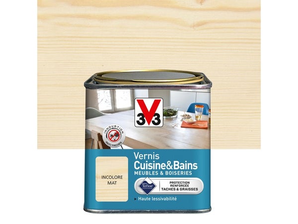 Vernis Cuisine Et Bain V33, Incolore Mat, 0.75L