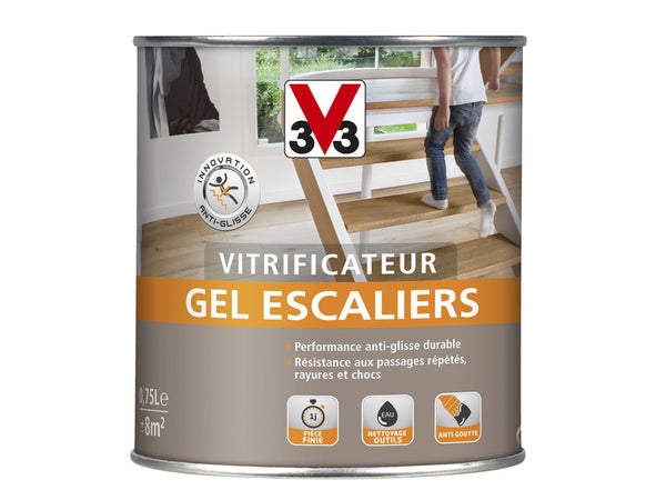 Vitrificateur Gel Escalier V33, Incolore Satiné, 0.75 L