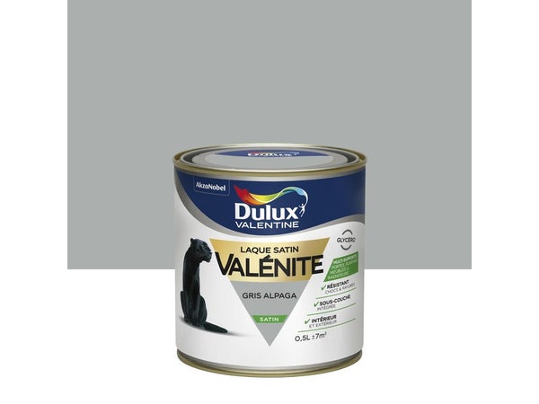 Peinture laque boiserie Valénite DULUX VALENTINE gris alpaga satiné 0.5 l
