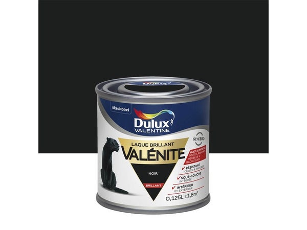 Peinture laque boiserie Valénite DULUX VALENTINE noir brillant 0.125 l