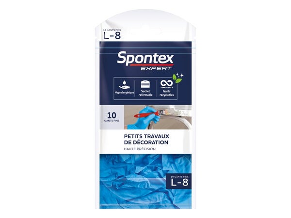 Lot de 10 paires de gants pour outil de manutention latex, taille 8 SPONTEX EXP 