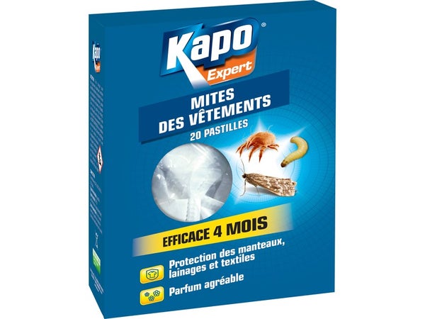 Boîte de 20 pastilles insecticide pour mites et larves, KAPO