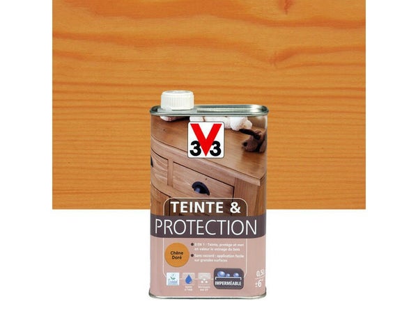 Teinte Et Protection V33, 0.5 L, Chêne Doré Mat