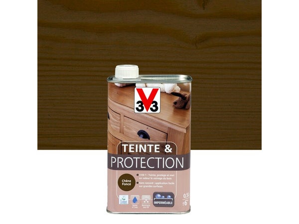 Teinte Et Protection V33, 0.5 L, Chêne Foncé Mat