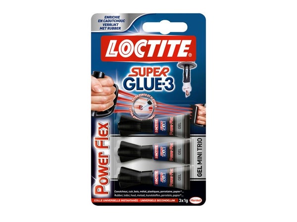 Colle glue gel Super Glue 3 Power Flex, LOCTITE, 3 g