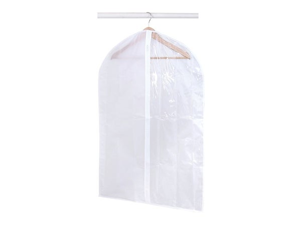 Housse à vêtements courte polyester blanc, H.90 x l.60 x P.0 cm