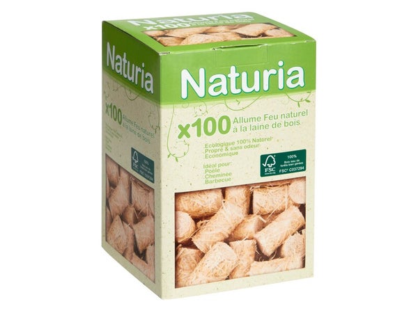 Boîte de 100 allume-feux 100 % naturels, NATURIA