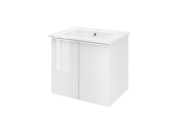 Meuble de salle de bains simple vasque l.59 x H.53 x P.44.1 cm, blanc, Essential