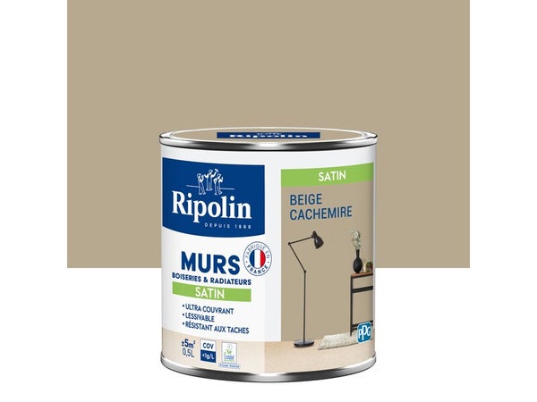 Peinture mur, boiserie, radiateur beige cachemire satiné RIPOLIN Intérieur 0.5 L