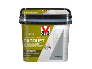 Peinture sol, parquet escalier Décolab V33, gris acier satiné, 0.75L