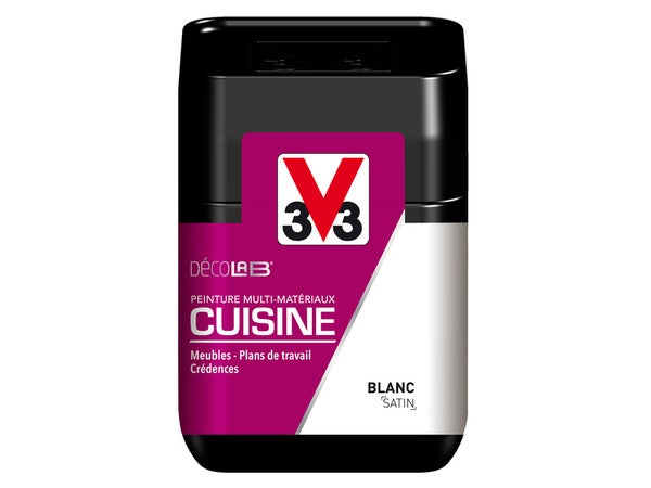 Testeur Peinture Cuisine Meuble Et Crédence Décolab® V33 Blanc Satiné 0.075 L
