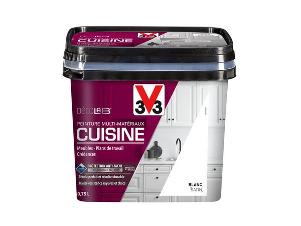 Peinture Cuisine Meuble Et Crédence Décolab® V33 Blanc Satiné 0.75 L