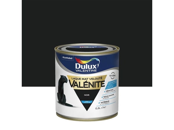 Peinture laque boiserie Valénite DULUX VALENTINE noir mat 0.5 l