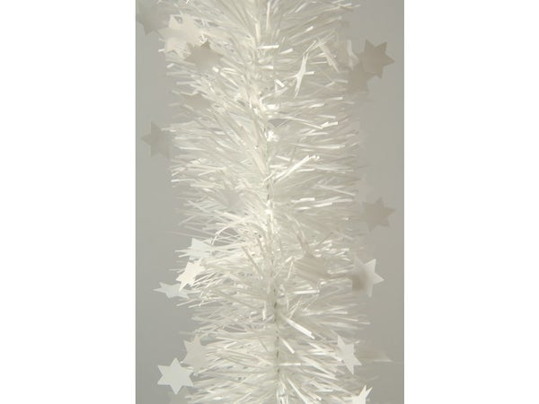Guirlande scintillante blanche avec étoiles, 270cm de long et 10 cm d'épaisseur