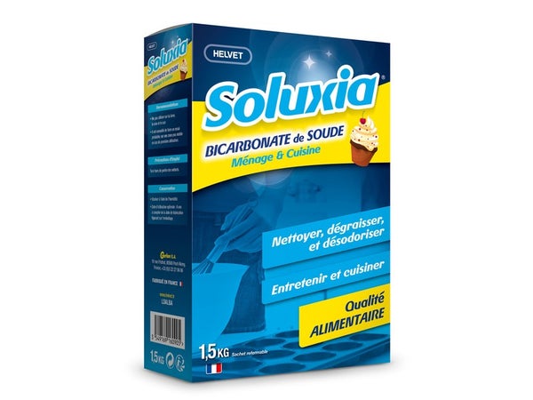 Bicarbonate de soude poudre multisurface SOLUXIA alimentaire 1.5 kg