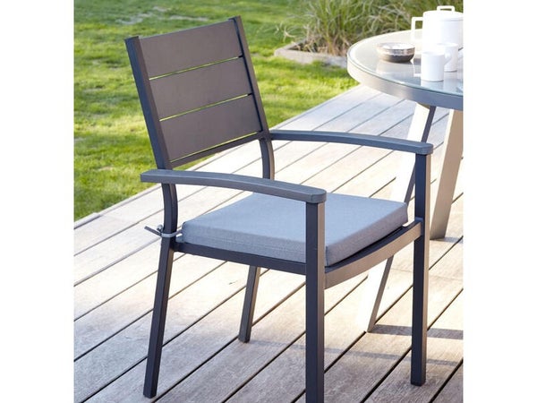 Galette d'assise de chaise ou de fauteuil Perla, taupe l.40 x H.5 cm
