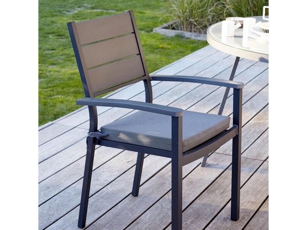 Galette d'assise de chaise ou de fauteuil Florida, gris l.40 x H.5 cm
