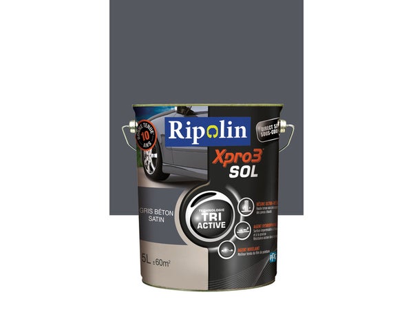 Peinture Sol Extérieur / Intérieur Xpro 3 Ripolin, Gris Béton, 5 L