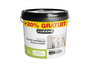 Peinture blanc mur / boiserie LUXENS Séjour et chambre satiné 10L+20% gratuit