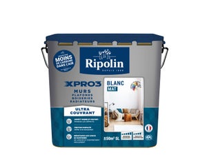 Peinture Mur, Plafond Et Boiserie Ripolin Xpro3 Blanc Mat, 5 L