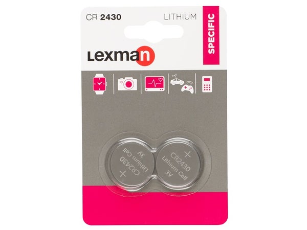 Lot de 2 piles bouton CR2430/DL2430, LEXMAN, 3 V