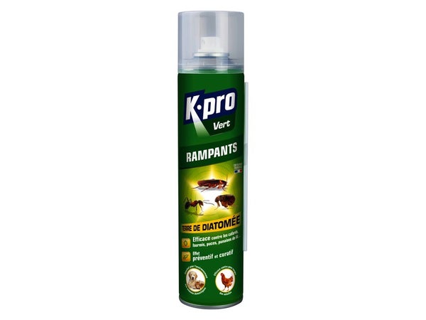 Bombe aérosol terre de diatomée multisurface pour rampants, KAPO VERT, 400 ml