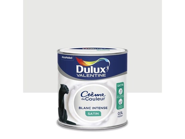 Peinture Blanc Intense Satin Dulux Valentine Crème De Couleur 0.5 L