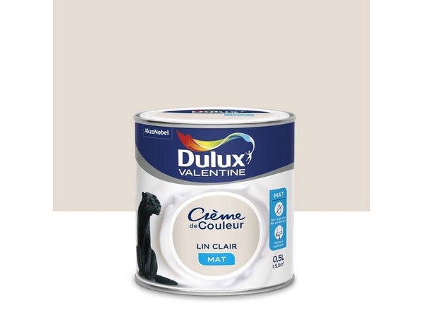 Peinture mur, boiserie, radiateur Crème de couleur DULUX VALENTINE lin clair mat 0.5 l