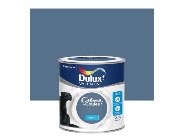 Peinture mur, boiserie, radiateur Crème de couleur DULUX VALENTINE bleu ardoise mat 0.5 l