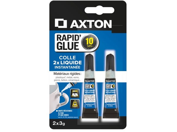 Lot de 2 colles glue liquide Rapid' AXTON, 2x3gr