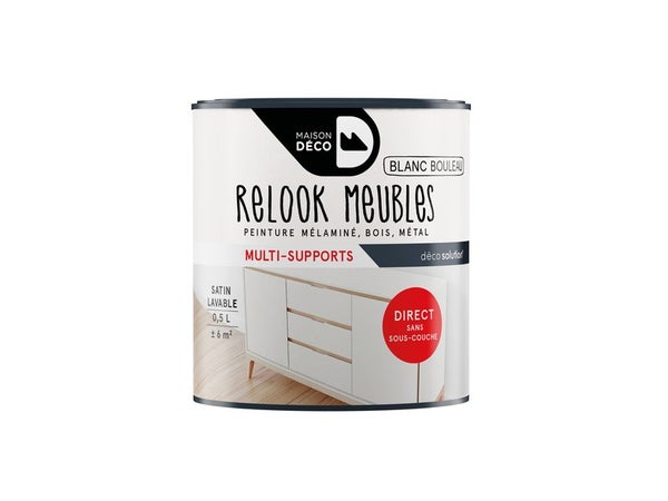 Peinture Pour Meuble Relook Maison Deco Blanc  Satiné 0.5 L