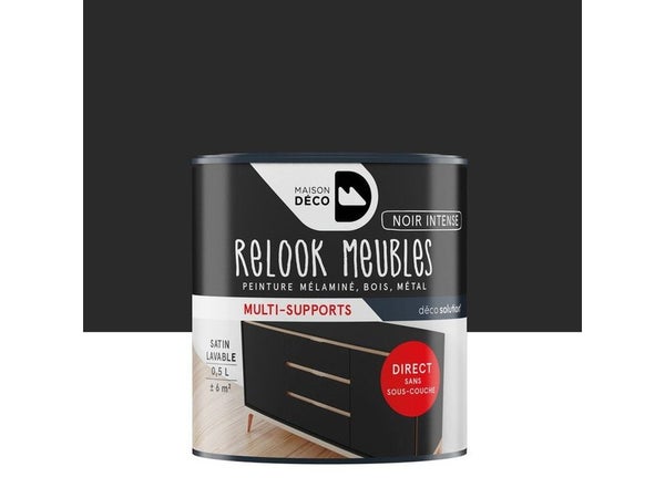 Peinture Pour Meuble Relook Maison Deco Noir  Satiné 0.5 L