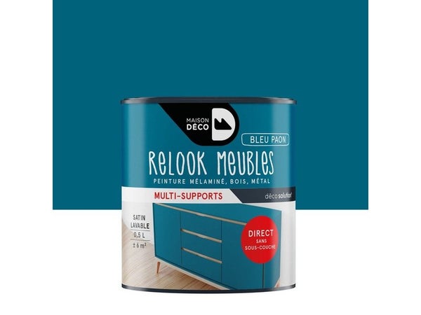 Peinture pour meuble Relook Maison Deco bleu paon satiné 0.5 L