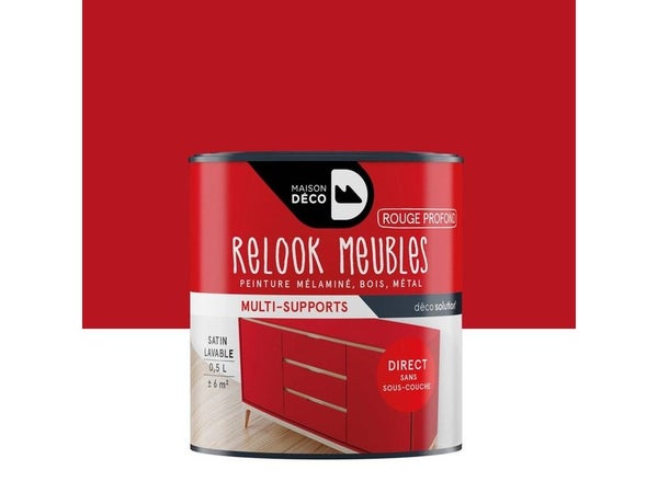 Peinture pour meuble Relook Maison Deco rouge profond satiné 0.5L