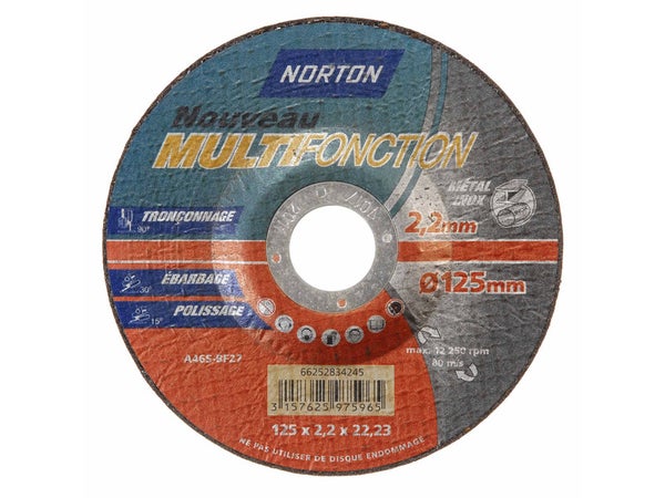 Disque À Tronçonner Multi-Fonctions Pour Multimatière Norton, Diam.125 Mm