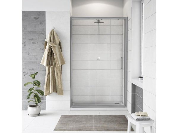 Porte de douche coulissante transparente, chromé, 120 cm, quad