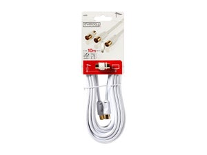 Câble Coaxial 9.52 Femelle Mâle Blanc 10M + Adaptateur Mâle Mâle Evology