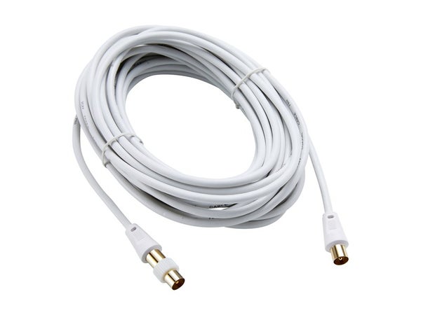 Câble Coaxial 9.52 Femelle Mâle Blanc 10M + Adaptateur Mâle Mâle Evology