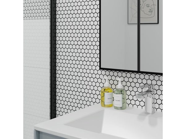 Mosaïque mur hexagon ARTENS blanc 30 X 26 cm