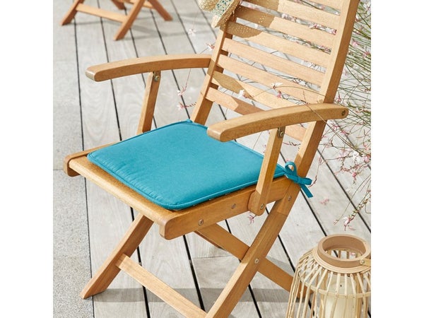 Galette d'assise de chaise ou de fauteuil Feria, bleu l.38 x H.3 cm